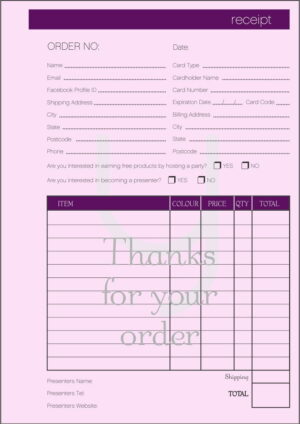 Younique Order Forms (50 2part sets)