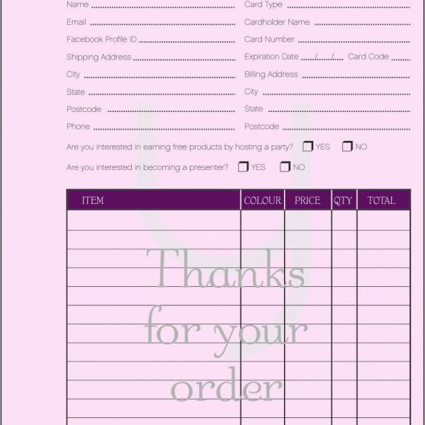 Younique Order Forms (50 2part sets)