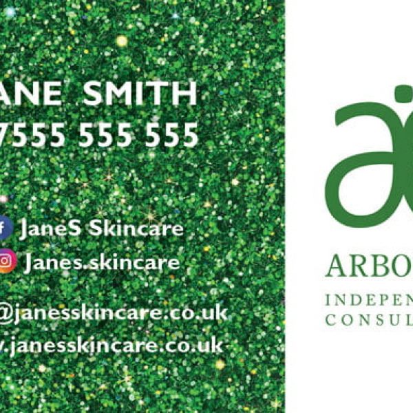 Arbonne Glitter Business Cards UK- Style 1