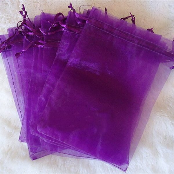 Purple SatiMesh Gift Bags draw string Large 15x20cm