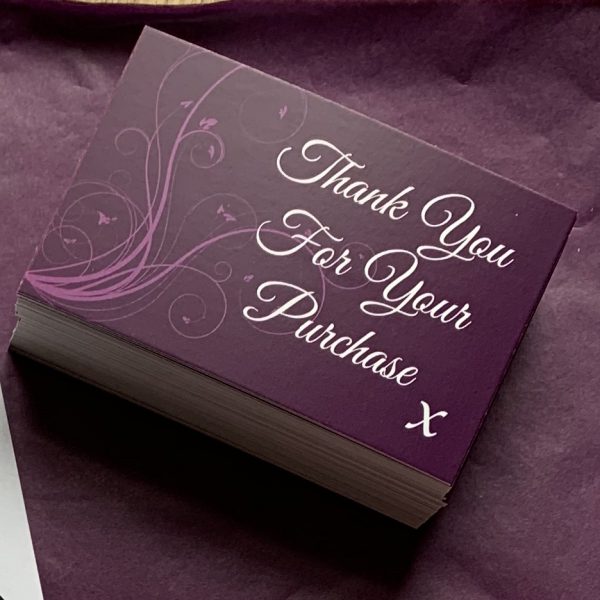 Thank You Cards x 50 Purple Matt Laminated 400gsm Premium Finish