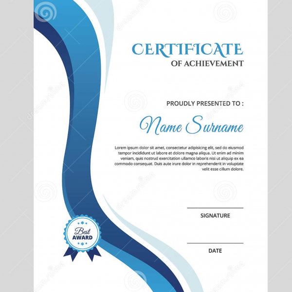 A4 Certificate of achievements