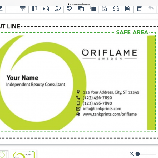 Oriflame Business card online design £6.95