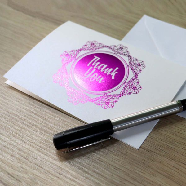 Foiled Folded 'Thank you' cards with Free Envelopes